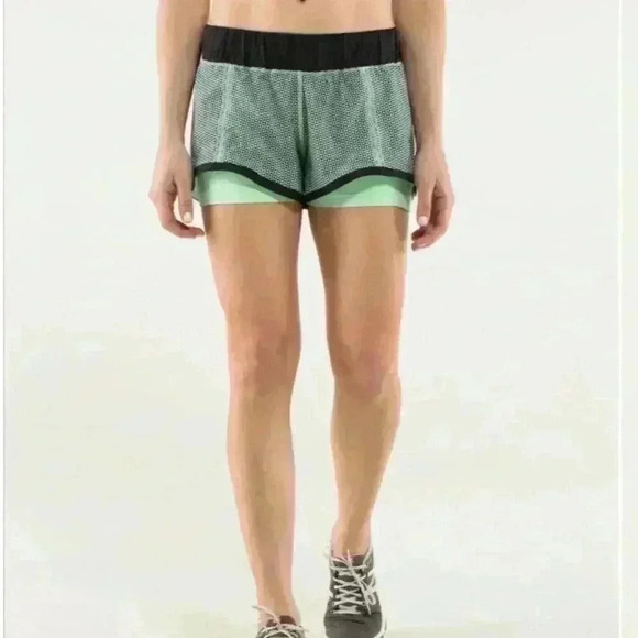 Lululemon In A Flash Short Double Diamond Fresh Teal / Black size 8 - Picture 1 of 7